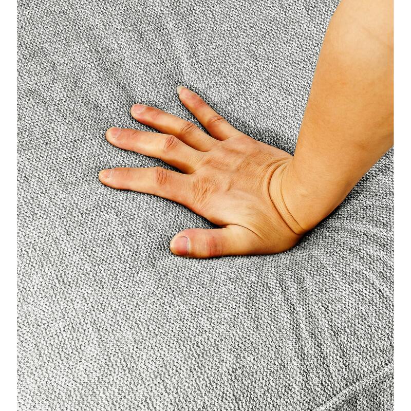 Linen Upholstered Chesterfield Sofa, Tufted 3 Seater Sofa with Nailhead Trim & Scrolled Arms, Low Back Sofa with Solid Wood Legs