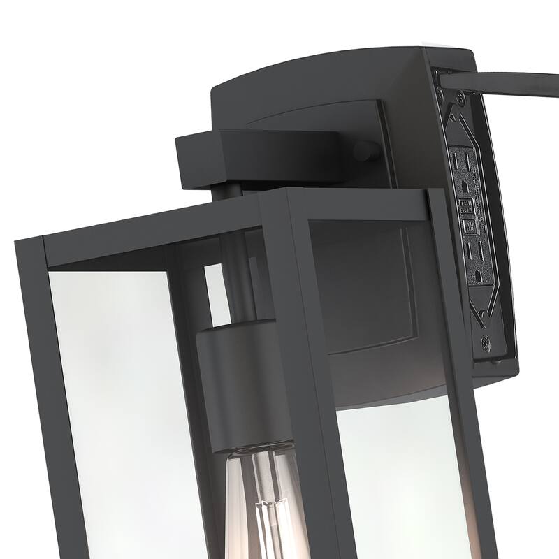 1-Light Matte Black Outdoor Wall Lantern Sconce with GFCI Outlet