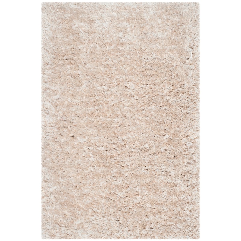 SAFAVIEH Handmade South Beach Leonella Shag Solid Polyester Rug - 2' x 3' - Champagne