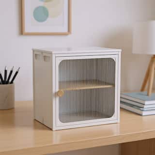 Single Sturdy & Convenient Foldable Cabinet,Durable Steel-Wood Combo