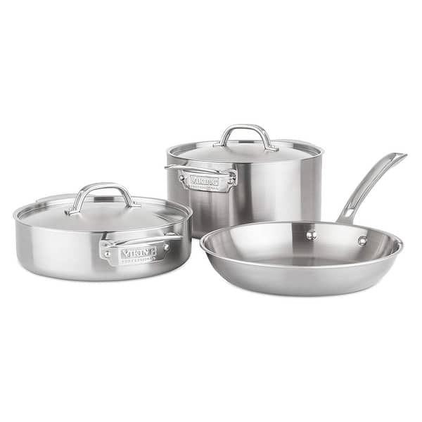 Viking Professional 5 Ply Satin 3-Quart Stainless Steel Saucier Pan with Lid
