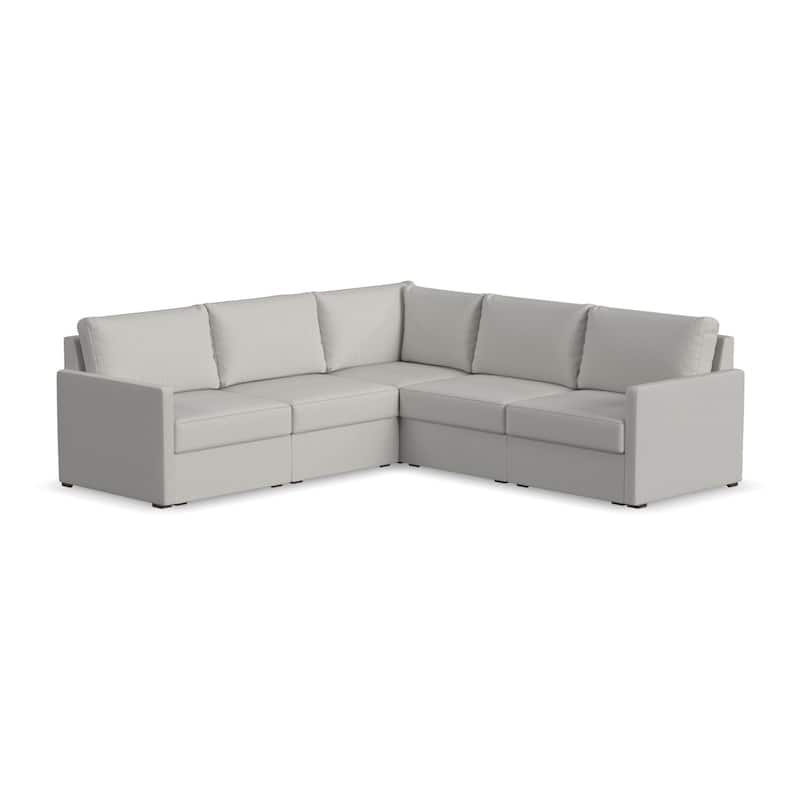 Flex 102 in. W Straight Arm 5 PC Polyester Performance Fabric Modular Sectional Sofa Frost Light Gray by FLEXSTEEL