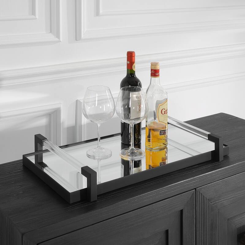 Uttermost Deki Black Mirrored Tray - 23.75"W x 3.13"H x 13.5"D