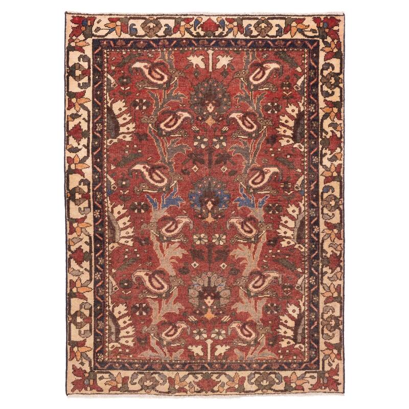 ECARPETGALLERY Hand-knotted Anatolian Vintage Dark Red Wool Rug - 4'6 x 6'2