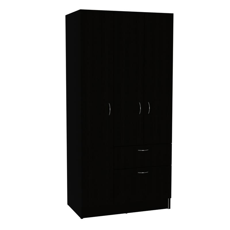 32.2" Modern Double-door Armoire with Five Shelves and One Drawer for Bedroom