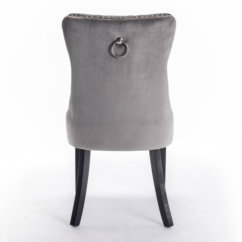 Set of 2 Modern High-End Tufted Solid Wood Upholstered Dining Chair with Nailhead Trim