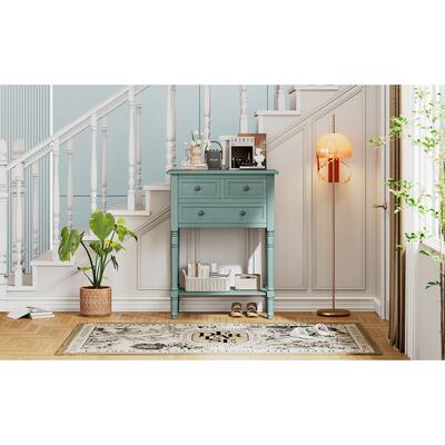 Slim Sofa Table with Three Storage Drawers