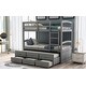 preview thumbnail 6 of 15, Twin Bunk Bed with Trundle, Ladder and 3 Drawers, Gray