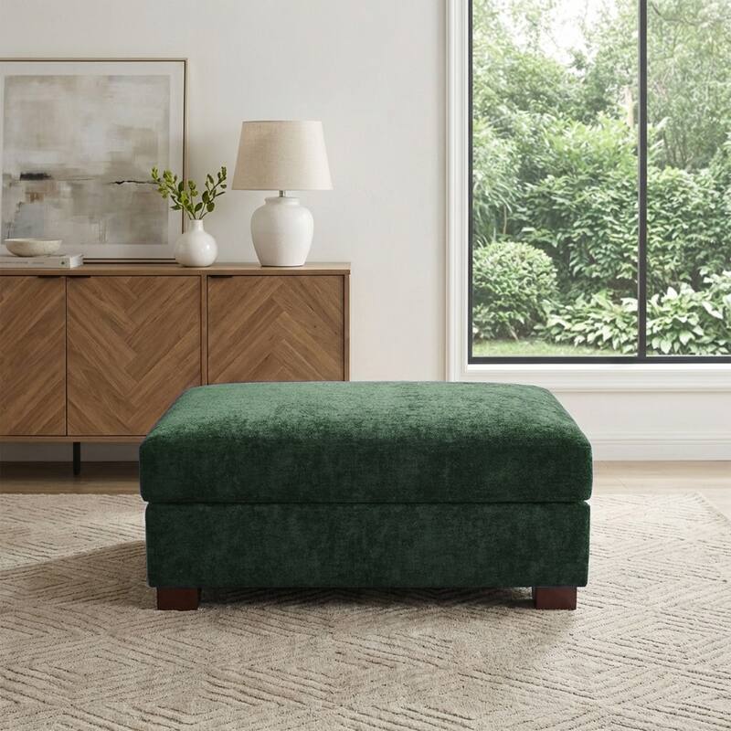 41" W Modern Rectangle Chenille Ottoman