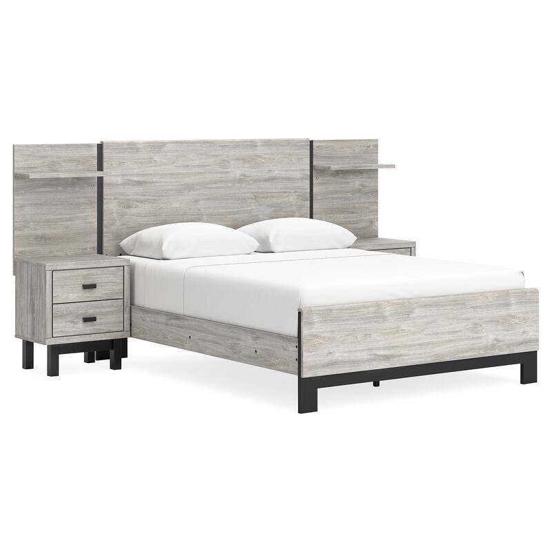 Signature Design by Ashley Vessalli Gray/Black Panel Bed with Extensions