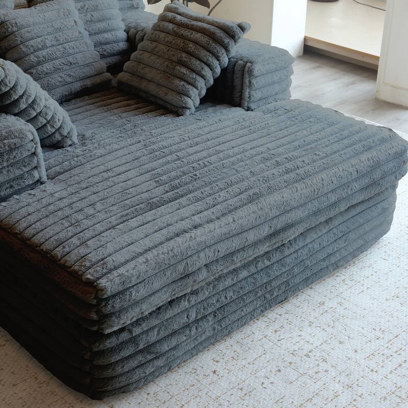 Chaise Lounge Upholstered Sofa Bed with Throw Pillows