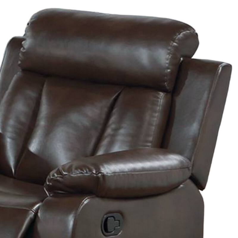 Corie Manual Recliner Chair, Pillow Cushioned, Brown Faux Leather
