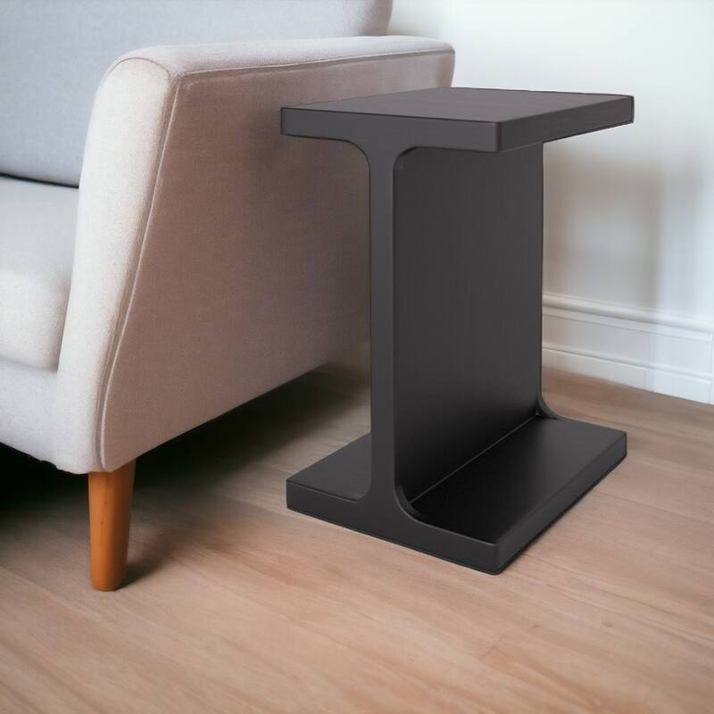 HomeRoots 20" Black Solid Wood Pedestal End Table - 15.00 in. x 20.10 in. x 13.00 in. - Black - Wood