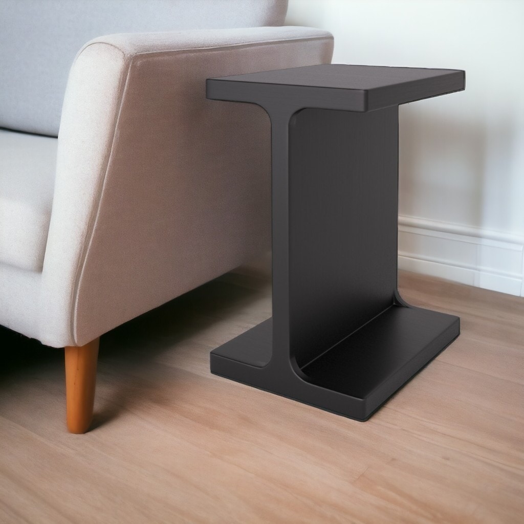 HomeRoots 20" Black Solid Wood Pedestal End Table - 15.00 in. x 20.10 in. x 13.00 in.