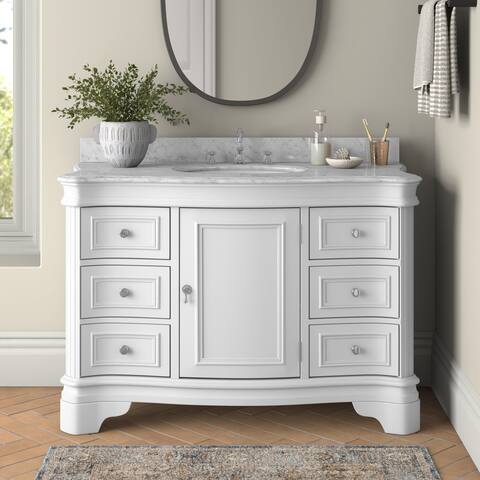 KitchenBathCollection Katherine 48" Bathroom Vanity with Carrara Marble Top