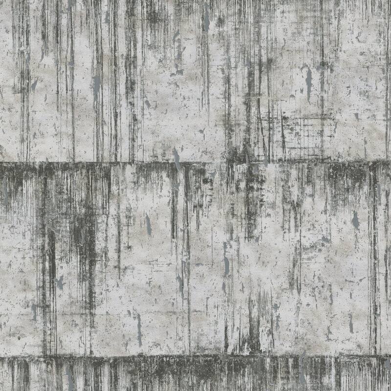 Galerie Wallcoverings Air Collection Metallic Aged Concrete Textured Wallpaper Roll - Black - 33 feet long x 27.5 inches wide