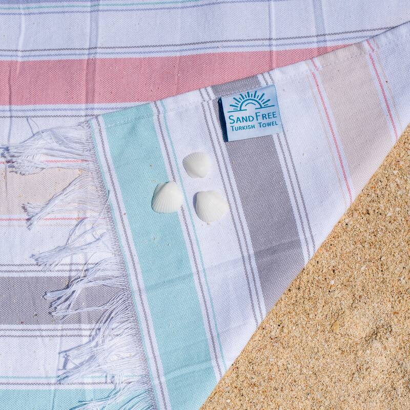 SandFree Cotton Oversized Turkish Beach Towel with Tassels - 35x75