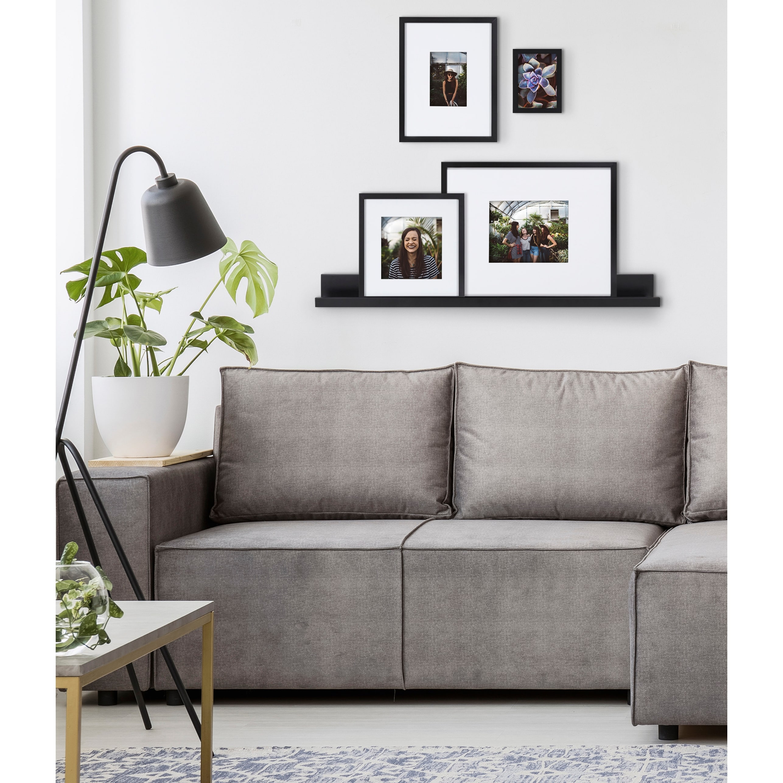 Kate and Laurel Gallery Wall Shelf with Frames Set