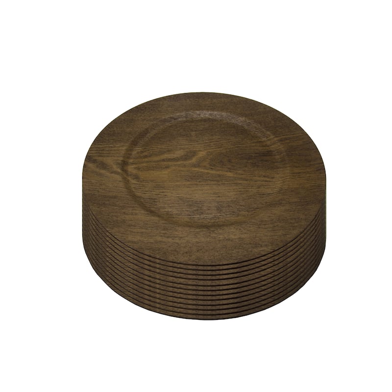 Elche 12 Piece 13 inch Melamine Wood Decal Chargers