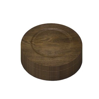 Elche 12 Piece 13 inch Melamine Wood Decal Chargers