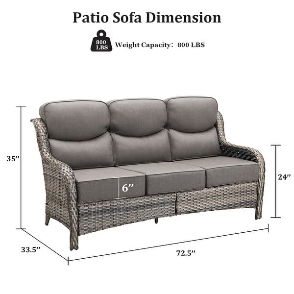 dimension image slide 23 of 68, Outdoor Patio Sofa Swivel Chair with 6-Inch Thick Cushions Set