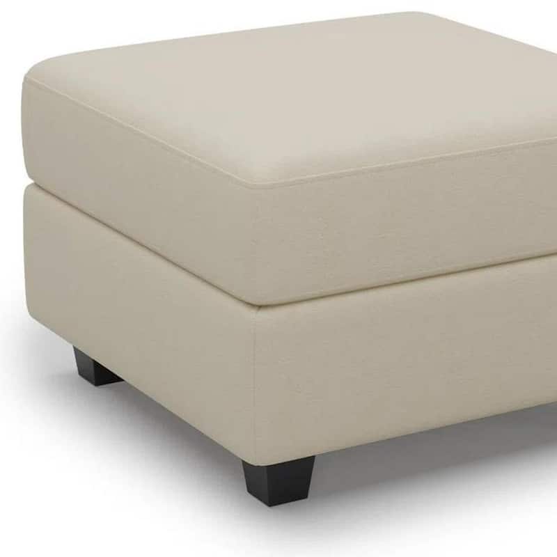 HomeRoots 26" Beige and Black Faux Leather Storage Ottoman