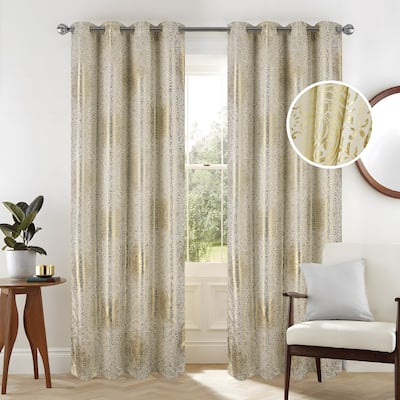 Helena Metallic Foil Privacy Window Curtain Panel 90"