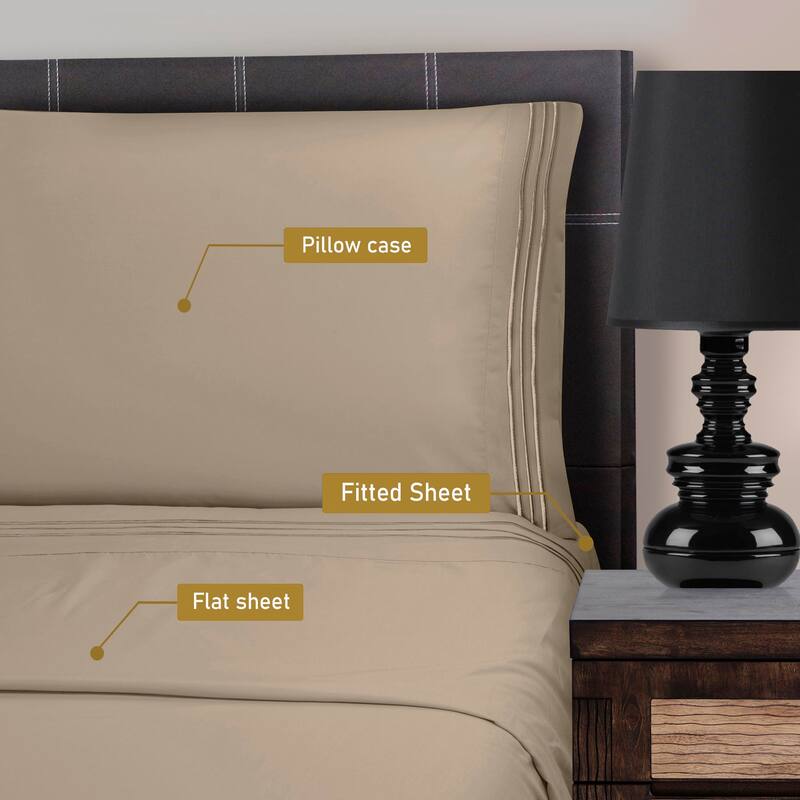Superior Wrinkle-resistant Embroidered Microfiber Deep Sheet Set