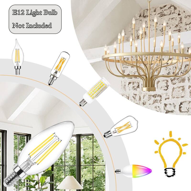 Modern Farmhouse Candle Chandelier Black Large Wagon Wheel Chandeliers