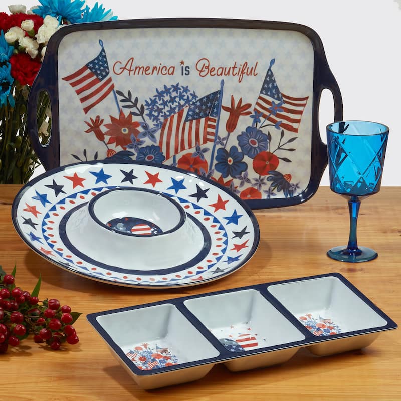 Certified International Stars & Stripes 2-Piece Melamine Platter Set