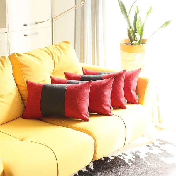 Set of 4 Red and Black Lumbar Pillow Covers Bed Bath & Beyond 34261313