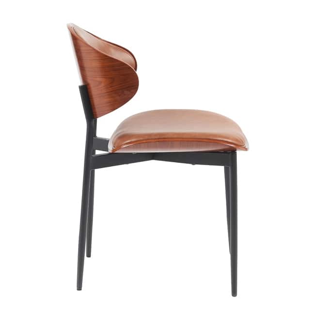 Set of 2 Modern Dining Chairs – Italian-Inspired Bentwood Frame with Matte Metal Legs & Premium PU Leather Upholstery‌