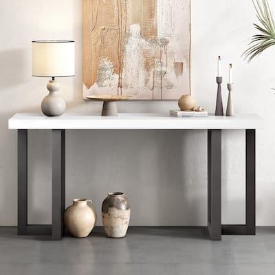 63" Long Console Table with Solid Pine Legs for Entryway Hallway Living Room or Bedroom Use