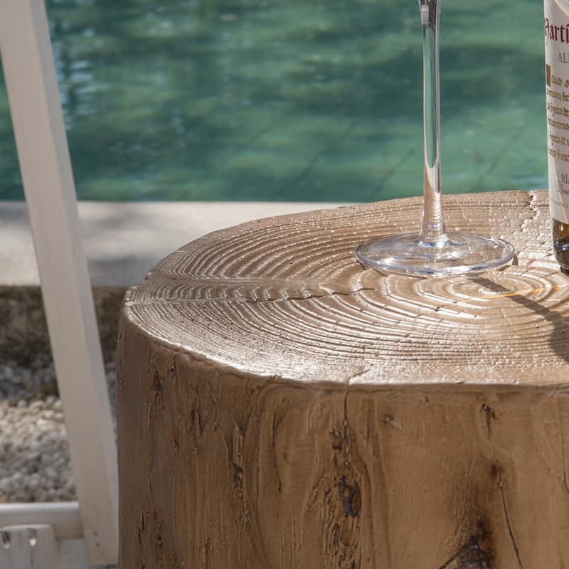 COSIEST Outdoor Wood Tree-Trunk End Table