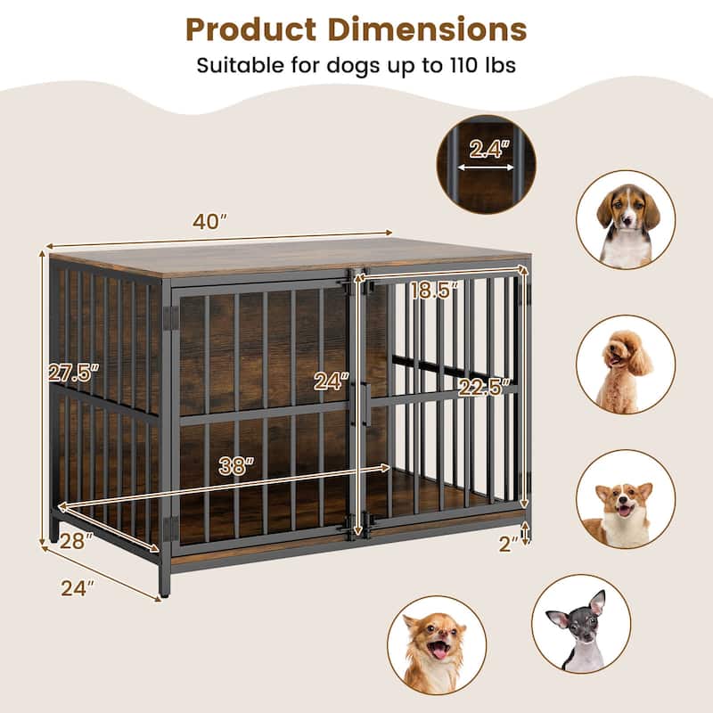 Costway 40” Heavy-duty Dog Crate Furniture with 2 Lockable Doors for - See Details