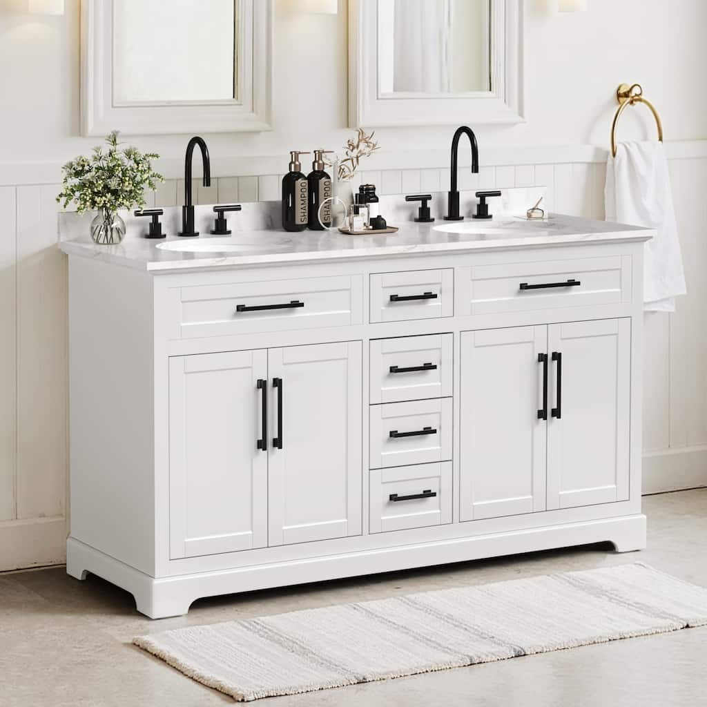 Bathroom Vanity with Marble Top and Sink
