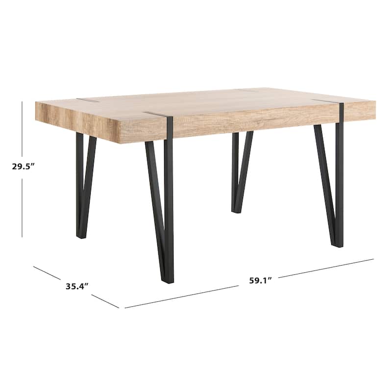 SAFAVIEH Asal Mid-Century Industrial Rustic Dining Room Table - 59.1" W x 35.4" L x 29.5" H - 59Wx35Dx30H