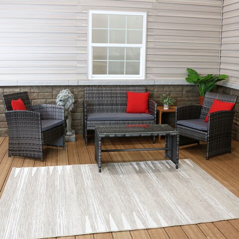 Sunnydaze Ardfield 4-Piece Patio Set with Cushions