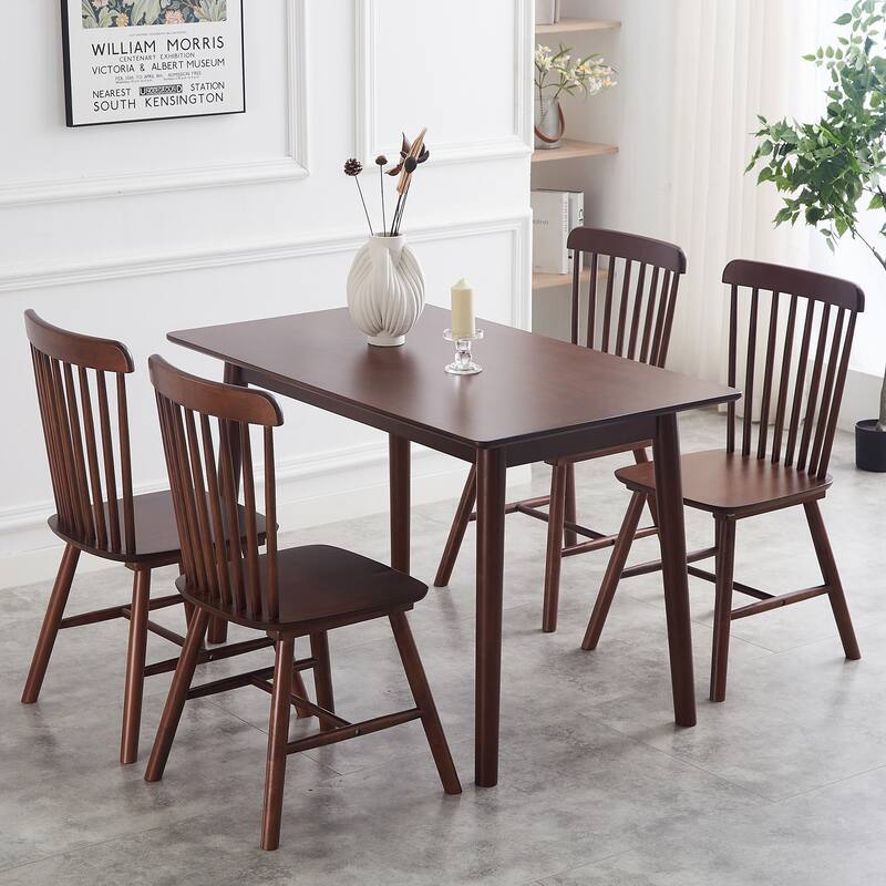 Modern Solid Wood Dining Chairs with Curved Backrests (Set of 4)