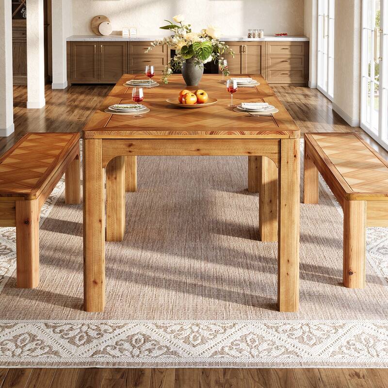 31.5" Square Farmhouse Dining Table, Solid Wood Rustic Kitchen Table