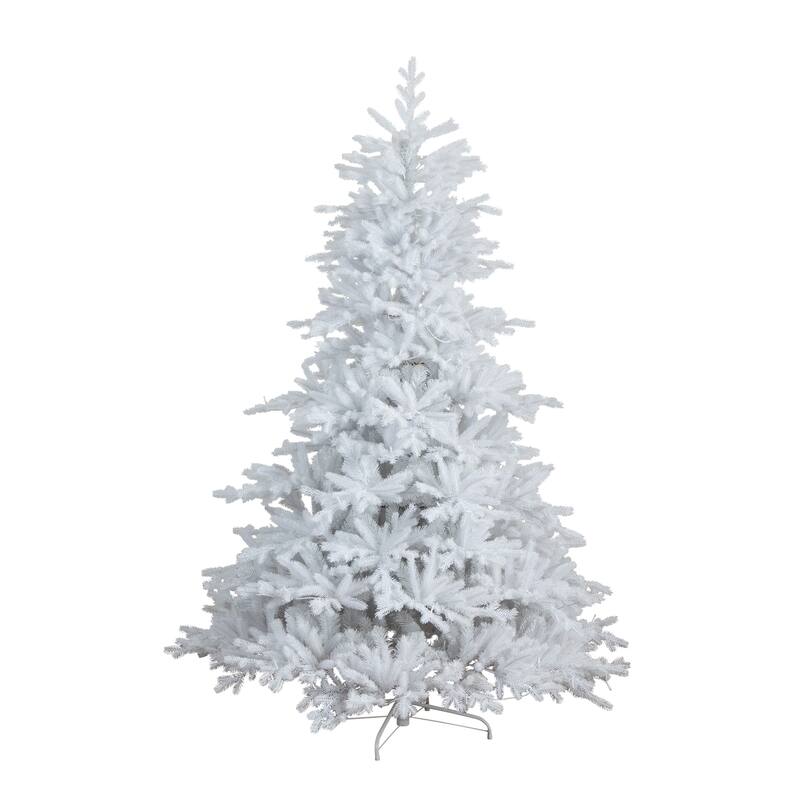 Pre-lit White California Spruce Artificial Christmas Tree - 7’ - Dual Color LED Lights - 7 Foot