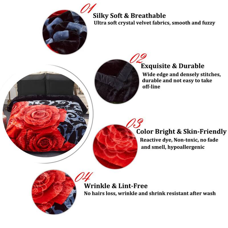 Ultra Soft Velvet Raschel Blanket Plush Bed Blanket 8-9 LBS