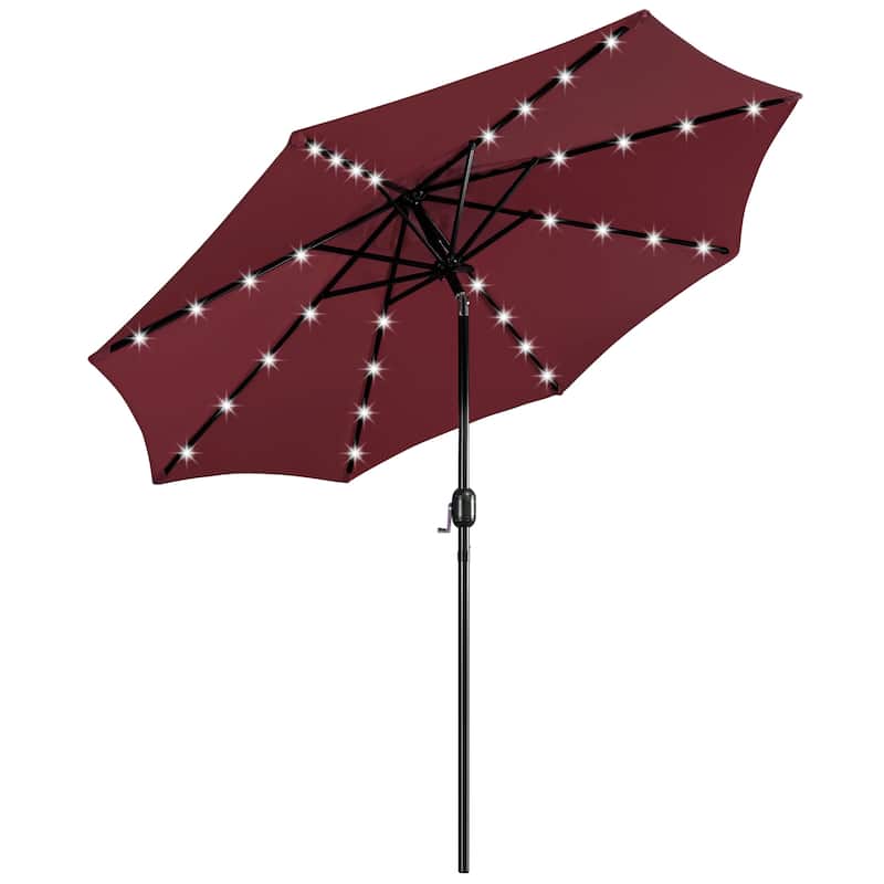Yaheetech 9FT Patio Umbrella with 32 LED Lights Market Umbrella with 8 Ribs