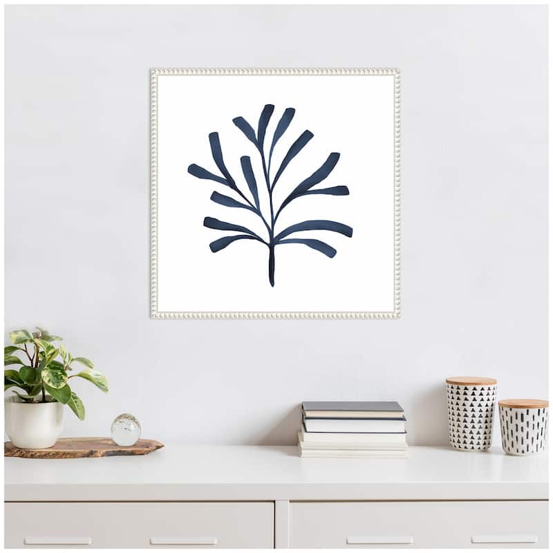 Kate and Laurel Sylvie Coastal Coral Seaweed Botanical 4 Framed Canvas by The Creative Bunch Studio
