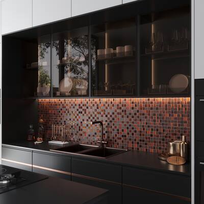 Apollo tile 11" x 11" Nirvana Glossy Matte Bronze Glass Tile (4.43 sq ft/case) - 5 Pack
