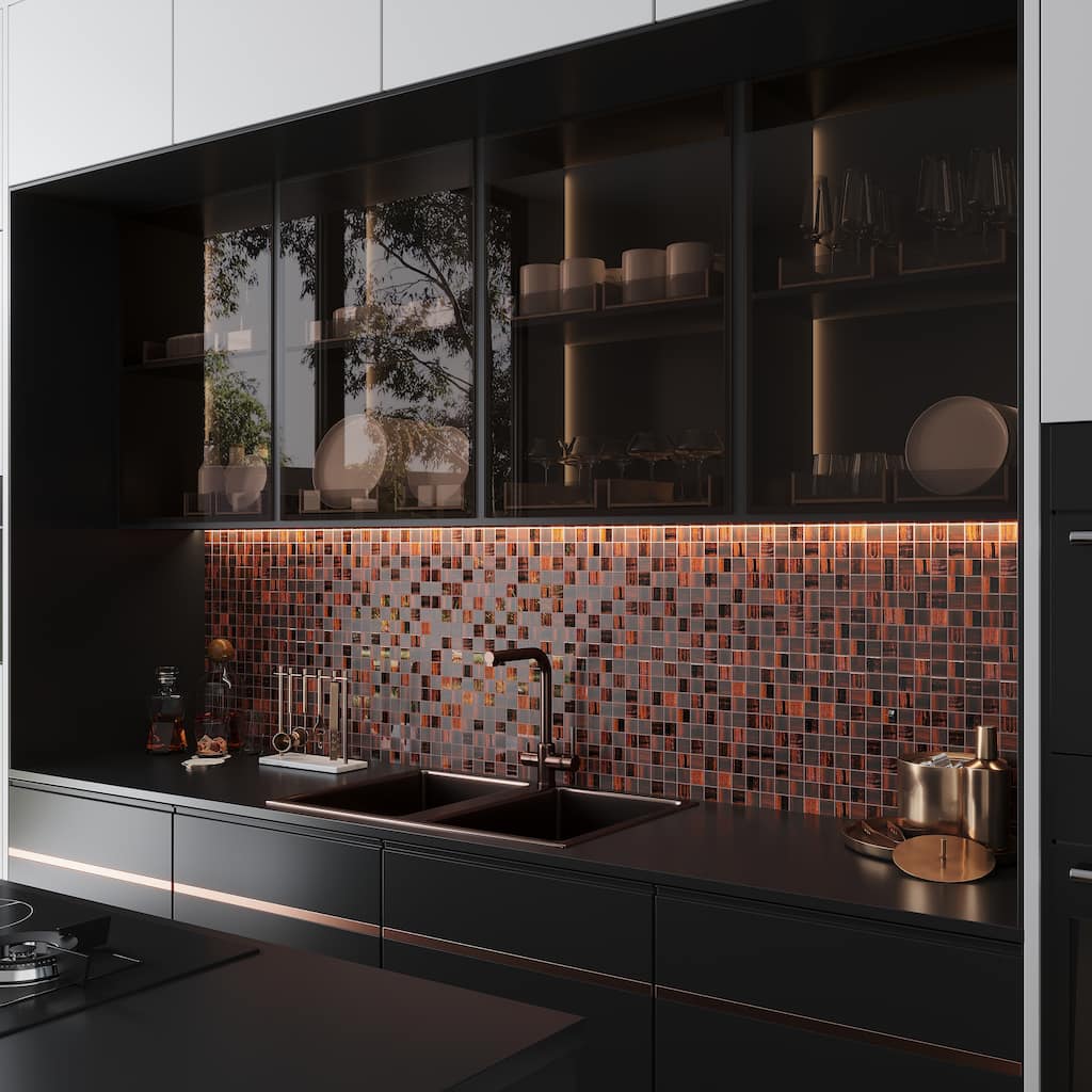 Apollo tile 11" x 11" Nirvana Glossy Matte Bronze Glass Tile (4.43 sq ft/case) - 5 Pack