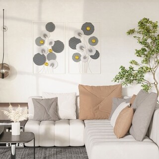 HOMCOM 3D Metal Wall Art Modern Lotus Leaves Wall Sculpture Home Decor ...
