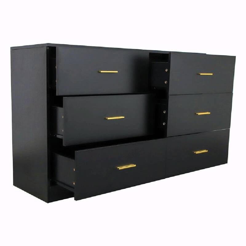 Modern 6-Drawer Dresser for Bedroom - Ample Storage, Wide Chest of Drawers, Sturdy & Safe