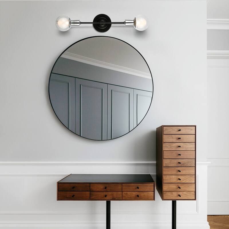 Light Society Cellini 2-Light Wall Sconce - Black/Clear