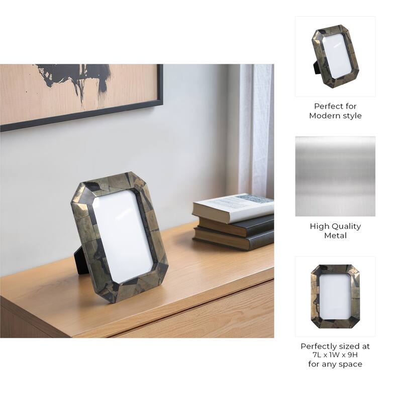 Decorative Antiqued Metal Photo Frame - Brown